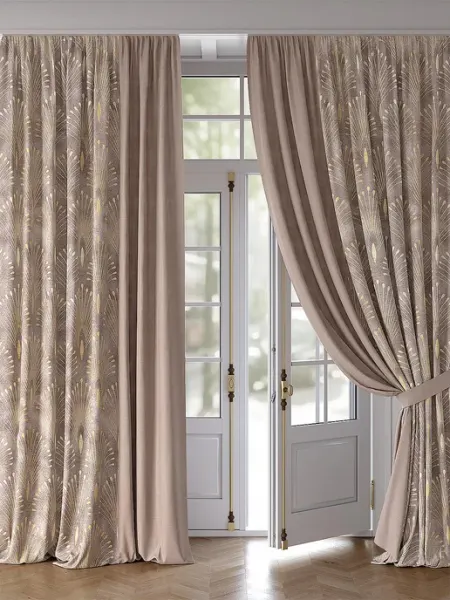 AT-HOME Шторы в спальню 220х280. Комплект портьеры 2 шт. С рисунком