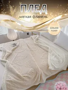 Плед 220x200 на кровать Пушистый плед на диван Одеяло в спальню