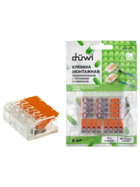 Клемма соединительная DUWI 4-проводная 4 кв.мм СМК 223-414