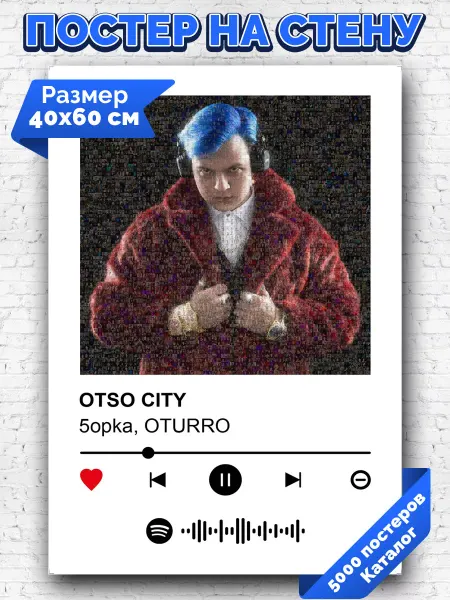 Arthata-spotify постер Спотифай постер Спотифай плакат 5opka OTURRO - OTSO CITY 40х60