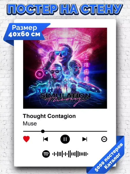 Arthata-spotify постер Спотифай постер Плакат на стену Muse - Thought Contagion 40х60