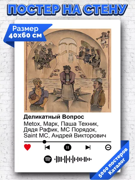 Arthata-spotify постер Спотифай постер Спотифай постер Metox Паша Техник - Деликатный Вопрос 40х60