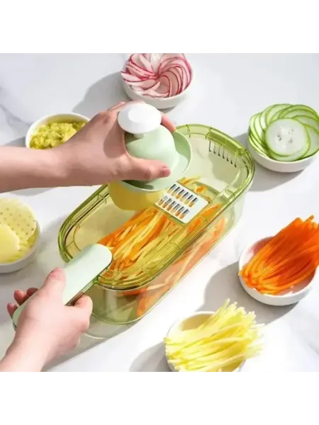 Овощерезка ручная с контейнером и насадками для овощей