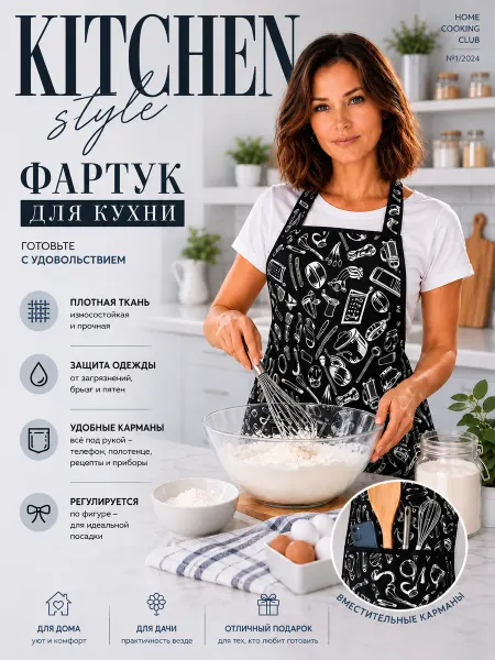 Люсек и Ко Фартук с карманами. Кухонный, рабочий, поварской