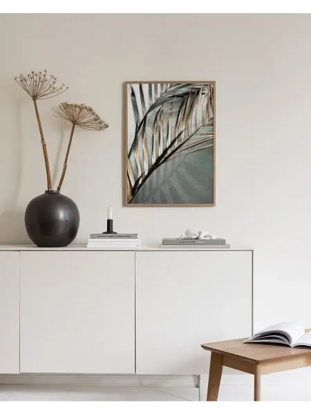 Onllyart Постер 21x30 Золотые и зеленая пальмовая листья