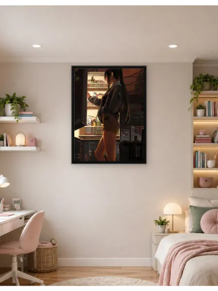 Postersbase Интерьерный постер Женщина смотрит в холодильник 50x70