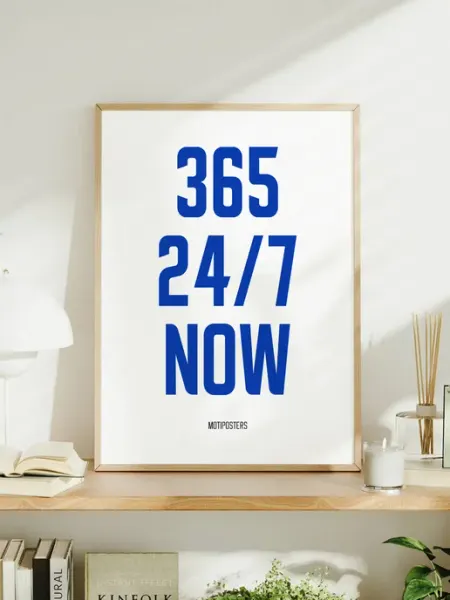 Мотивационный постер с надписью "365 24 7 Now"