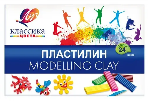 Пластилин для школы ЛУЧ "Классика", 24 цвета, 480г, со стеком