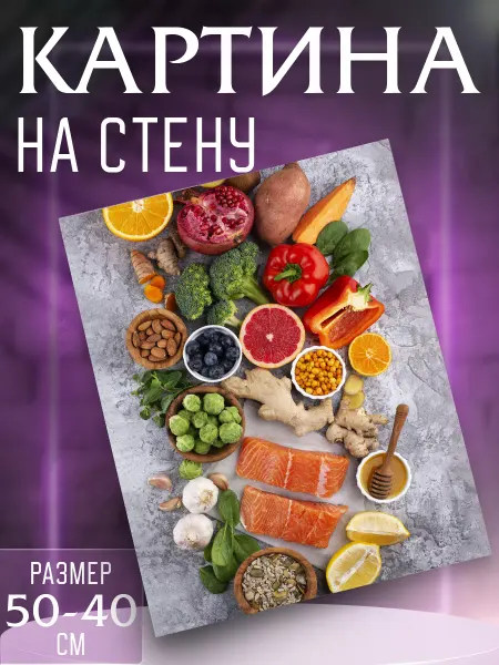 Интерьерные картины на холсте Картина на стену Здоровая еда