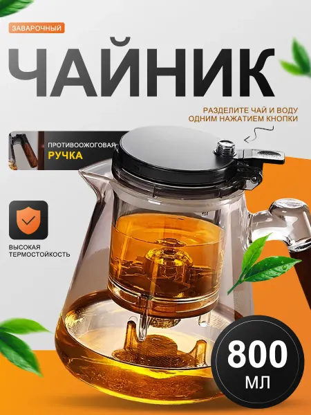 Чайник заварочный стеклянный Типод, 1 шт
