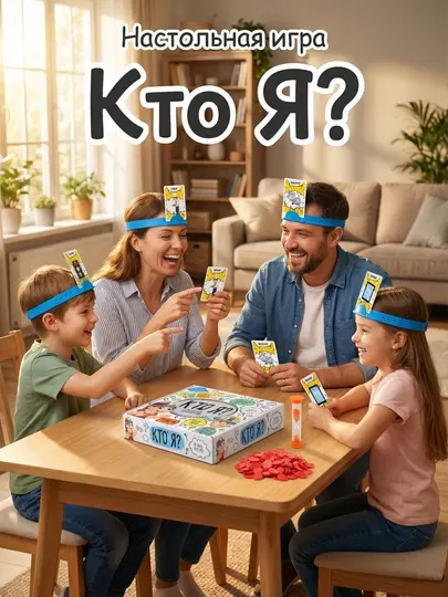Настольная игра-викторина «Кто я?» для детей и взрослых, 2–4 игроков, 6+