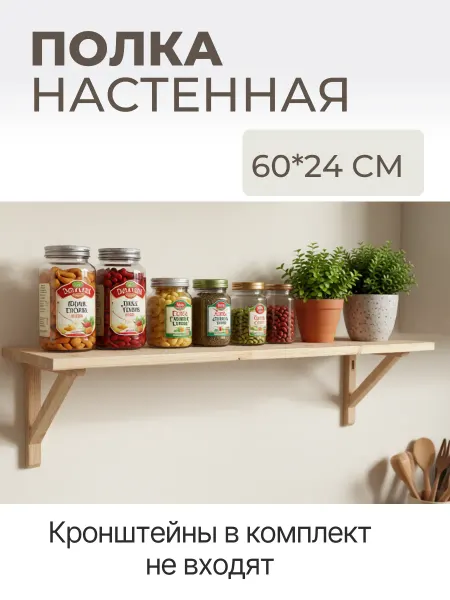 Полка настенная деревянная, 60*24 см