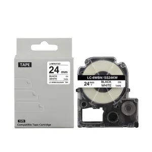 Комплект 10 шт. Картридж BYZ LC-6WBN, (SS24KW, C53S652003, LK6WBN) для принтеров Epson серии Label Works, (24мм х 8м, цвет ленты белый, шрифт черный)