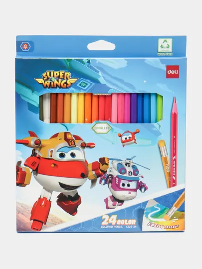Карандаши цветные, 24 цвета SuperWings C126-24 Deli