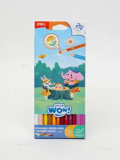 Карандаши цветные стираемые WOW 24цв EC102-24 Deli