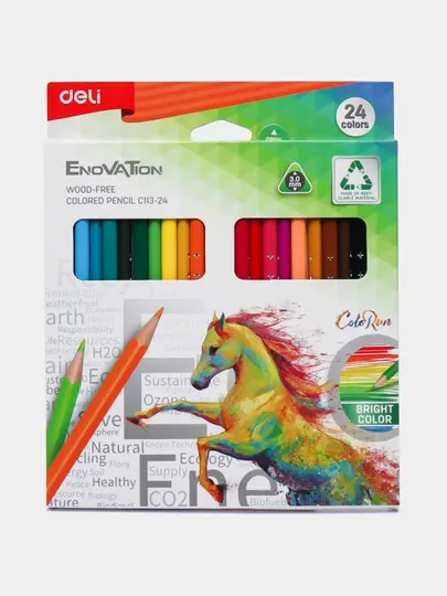 Цветные карандаши Deli EC113-24, 24 цвета