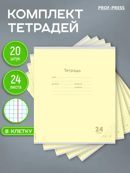 Prof-Press Тетрадь в клетку 24 листа 10 штук