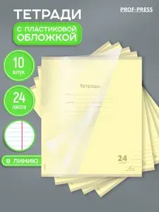 Тетрадь в линейку 24 листа с обложкой Prof-Press набор 10 штук