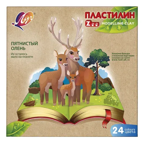Набор мягкого пластилина для лепки ZOO 24 цвета