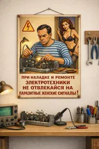 Информационная табличка "Не отвлекайся на паразитные женские сигналы" 240х180 мм из пластика 3 мм (Ф)