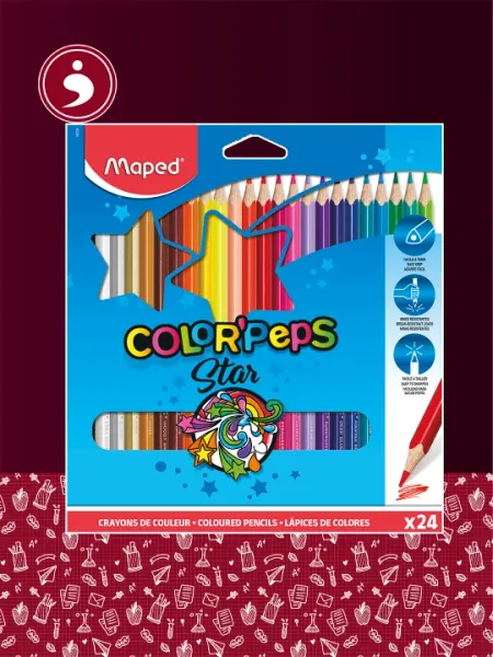 Карандаши цветные, повышенной прочности Maped (24Color'Peps)