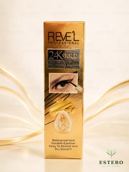 REVE'L 24K Gold — водостойкая жидкая подводка для глаз (чёрная, быстросохнущая)