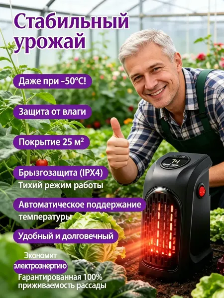 Электрический обогреватель для теплицы 25 кв.м