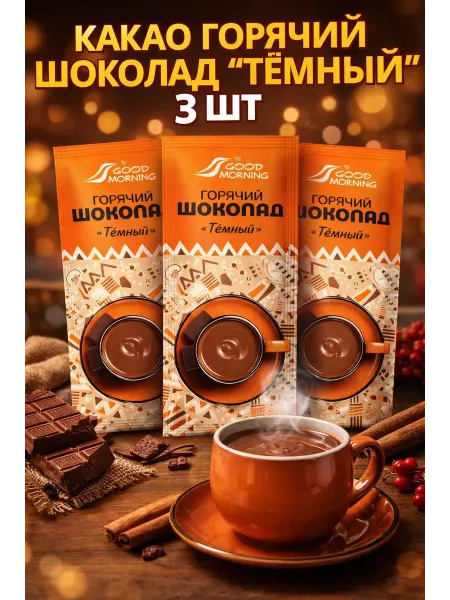 Какао Горячий шоколад Темный 3 шт по 25г