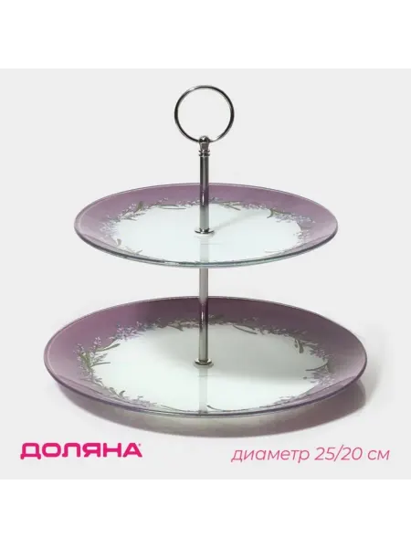 Доляна Этажёрка для фруктов круглая двухярусная 25 см стекло