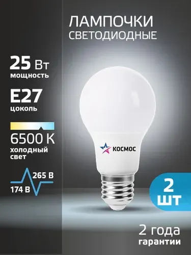 Лампочка светодиодная Е27 25 ВТ холодный свет 10 шт