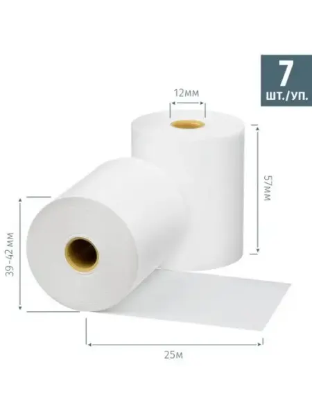 ProMEGA jet Ролики для касс Promega 57мм (дл.25м,вт12,из тб) 7шт уп. (48…