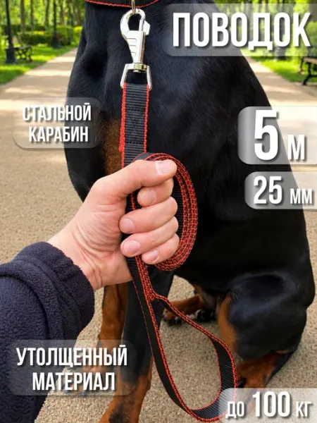 Dog's Paradise Поводок для собак 5 м х 25 мм нейлоновый усиленный