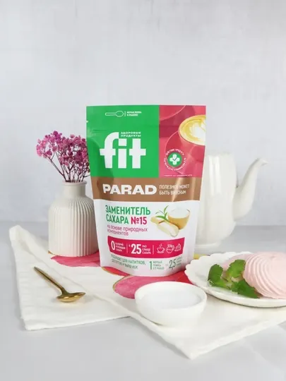 Натуральный заменитель сахара Fit Parad №15, в 25 раз слаще сахара, дой пак 200 гр