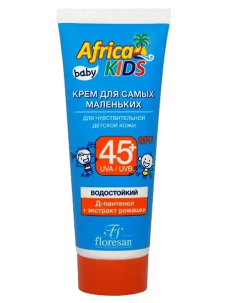 Детский крем Floresan "Africa Kids", для чувствит. кожи, водостойкий, SPF 45+, 50мл