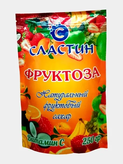 Заменитель сахара, подсластитель, ФРУКТОЗА Сластин, с витамином С, 250 г