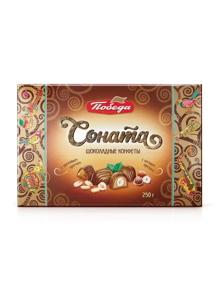 Победа Вкуса Конфеты шоколадные "Соната" с цельным фундуком, 250 г