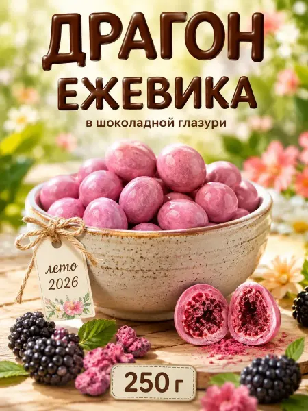 УХ ВКУСНО Драгон ежевика сублимированная в шоколадной глазури 250 г