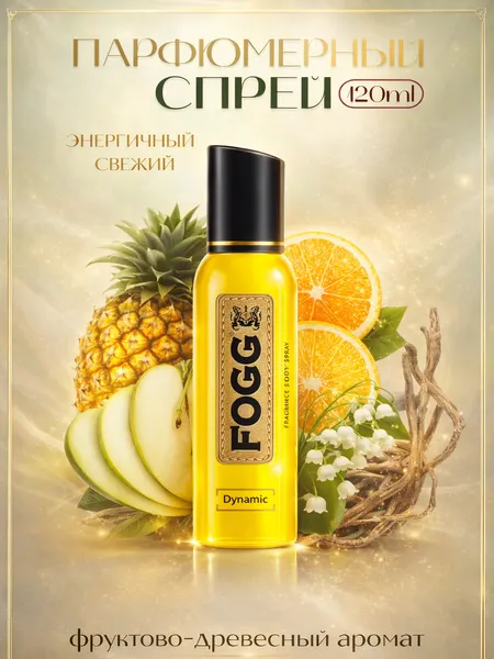 Спрей-дезодорант парфюмированный для тела FOGG DYNAMIC 120ml мужской
