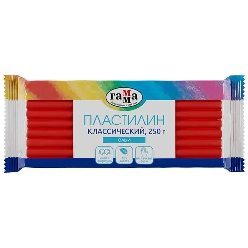 Пластилин для школы Гамма "Классический", алый, 250г