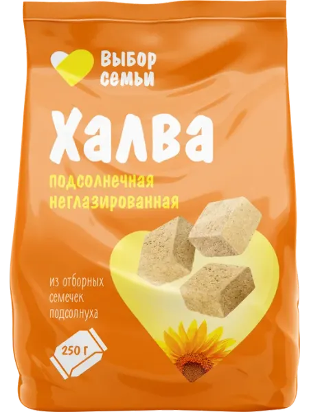 Халва подсолнечная ВЫБОР СЕМЬИ неглазированная, 250г