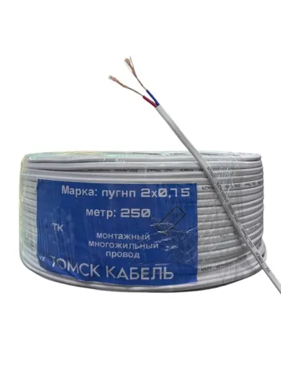 Провод ПУГНП 2×0,75 монтажный, гибкий, 250 м, ТОМСК КАБЕЛЬ