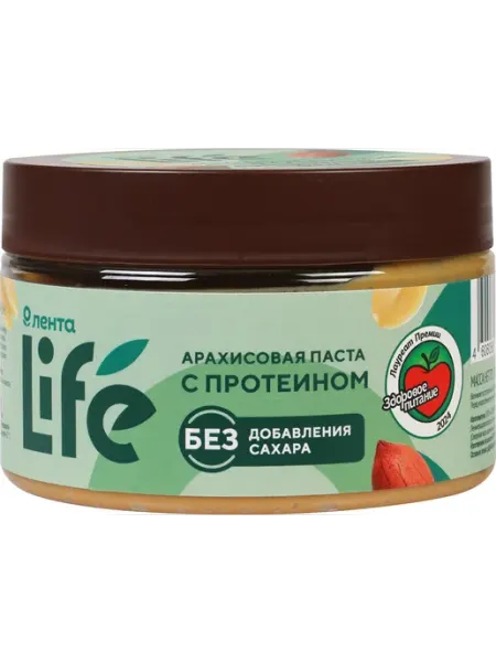 Паста арахисовая ЛЕНТА LIFE с протеином, 250г