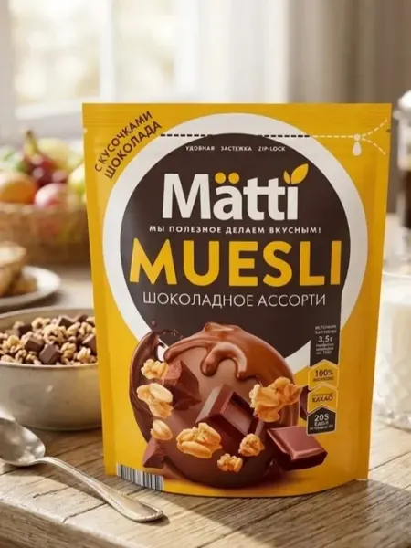 Matti Мюсли Шоколадное ассорти, 10шт по 250г