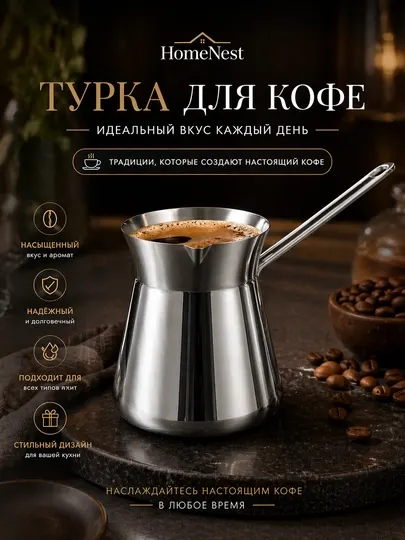 Турка для кофе из нержавеющей стали 250-450 мл, кофеварка для плиты
