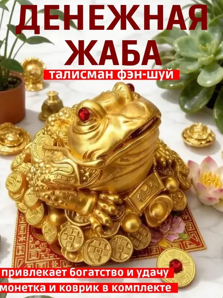 Оберег денежная жаба, статуэтка лягушки фэн-шуй