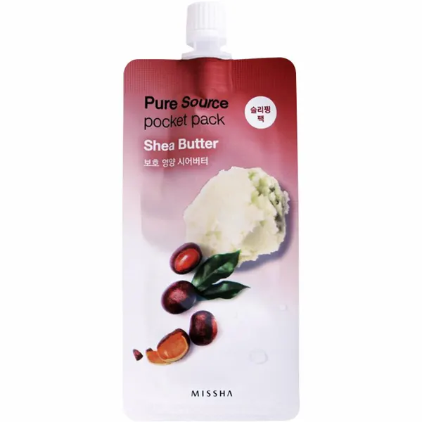 Маска кремовая ночная с маслом ши, Missha, Pure Source Pocket pack Shea Butter, 10 мл