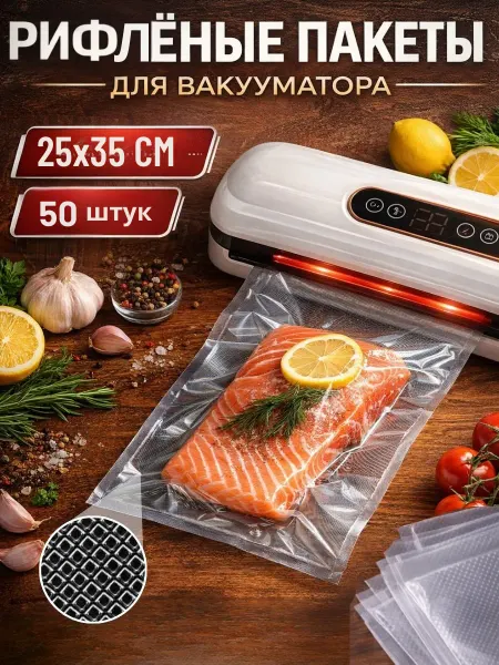 Вакуумные пищевые пакеты для вакууматора рифленые 25х35 см