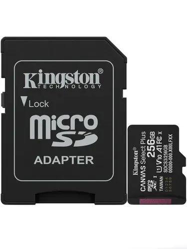 Kingston Canvas Select Plus 256 ГБ Карта памяти microSDXC (SDCS3/256GB), с адаптером
