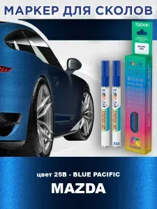 Маркер с краской и лаком от сколов COLOR1 для MAZDA, цвет 25B - BLUE PACIFIC