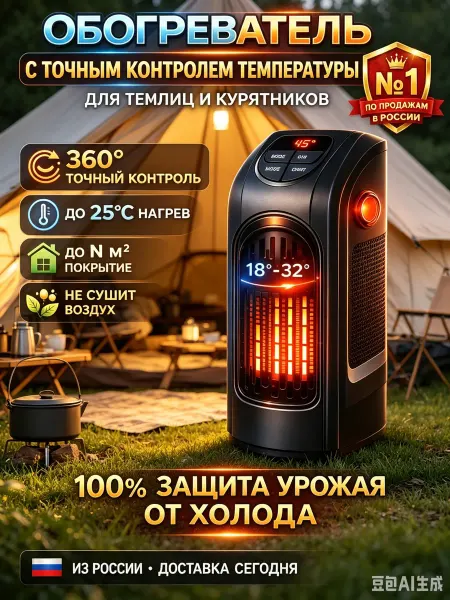 Обогреватель до 25°C, защита растений от холода